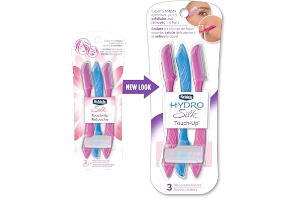 Schick Hydro Silk Touch-Up Multipurpose Exfoliating Dermaplaning Tool, Eyebrow Razor, and Facial Razor with Precision Cover,