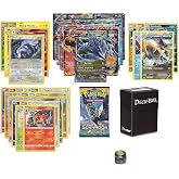 Pokemon EX Guaranteed With Booster Pack, 6 Rare Cards, 5 Reverse Holo, 20 Regular Pokemon, Deck Box and Top Cut Central Exclusive Dice