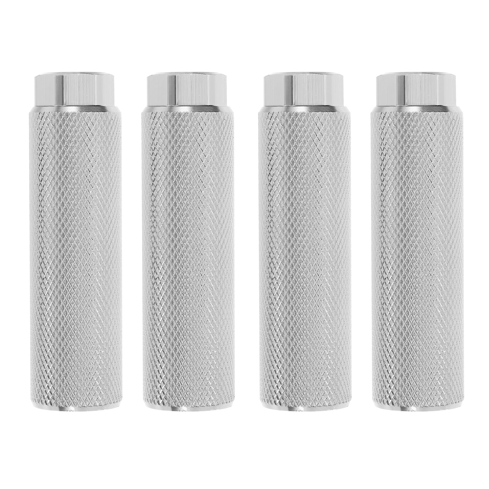 PATIKIL Aluminum Alloy Bike Pegs Fit 3/8 inch Axles, 4 Pack Anti-Skid lead Foot Bicycle Pegs Back Seat Stands for BMX Mountain Bike Cycling Rear Stunt Pegs, Silver