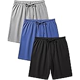 Andrew Scott Men's 3 Pack Soft & Light Cotton Drawstring Yoga Lounge & Sleep Jam Shorts/Jersey Shorts with Pockets
