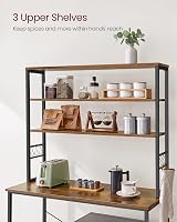 VASAGLE Kitchen Storage Rack 6 Tier 6 Hooks Rustic Brown Ink Black KKS039K01 view 5