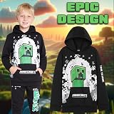 Minecraft Boys Tracksuit Set Black Green 11-12 Years Hooded Joggers view 2