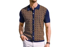 PJ PAUL JONES Men's Contrast 70s Vintage Polo Shirts Short Sleeve Knitwear