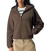 GTLIAE Women's Hoodie Half Zip Sherpa Fleece Pullover Lightweight Cropped Jacket with Zipper Pockets