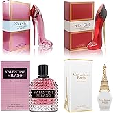A CENTER 4PCS Perfume Set for Women - Floral Fragrance Gift Set with Vanilla,Sweet Fruity, Eau De Parfume| 3.4 Fl Oz Each Women's Cologne(Valentine Milano,Mon Amour Paris,Nice Girl Red/Pink)