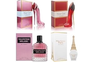 A CENTER 4PCS Perfume Set for Women – Floral Fragrance Gift Set with Vanilla,Sweet Fruity, Eau De Parfume| 3.4 Fl Oz Each Women’s Cologne(Valentine Milano,Mon Amour Paris,Nice Girl Red/Pink)