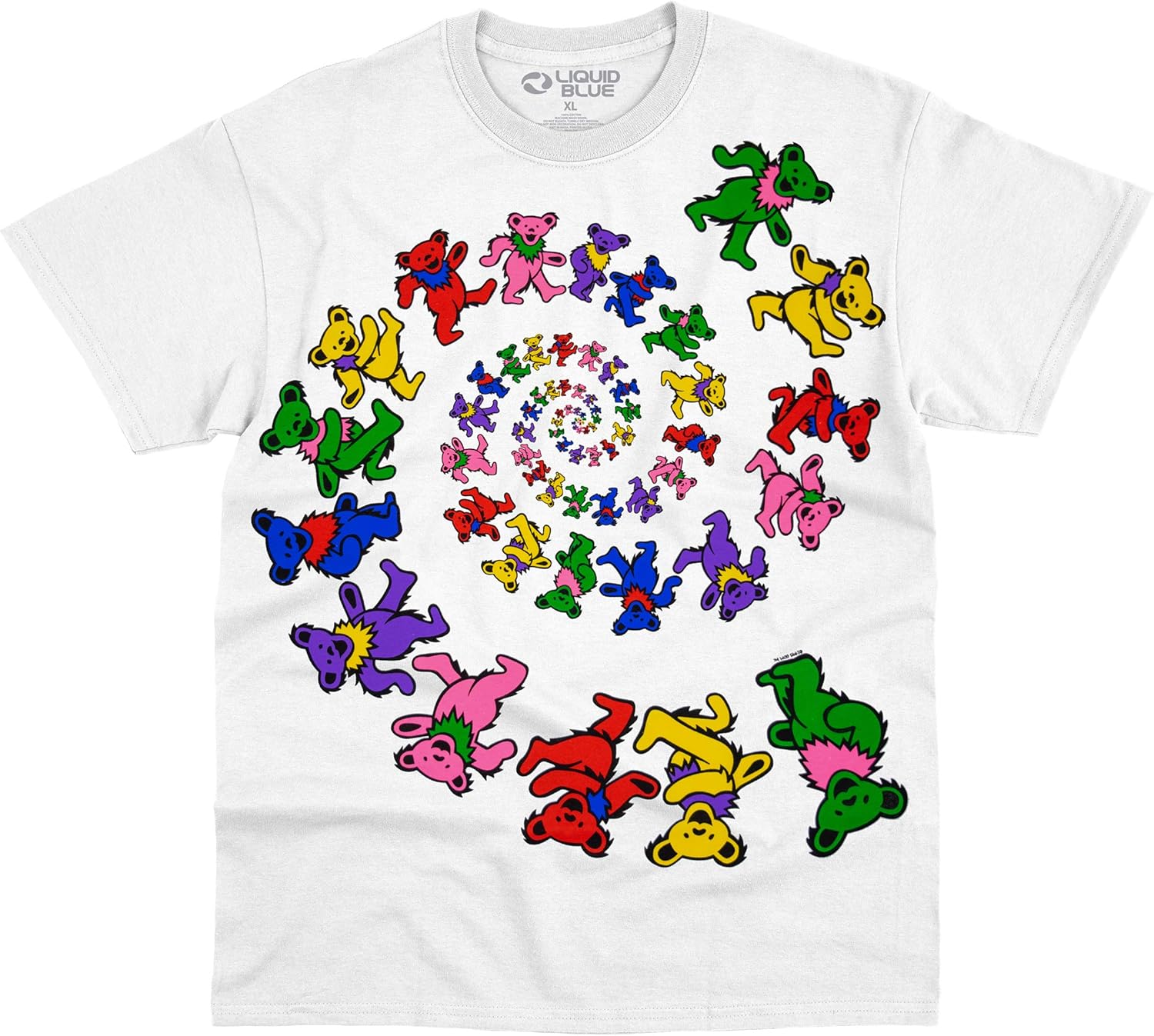 Liquid Blue Grateful Dead Spiral Bears White T-Shirt