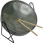 Miniature Steelpan (Steel Drum) 12 Inch Diameter 11 Notes with Instructional Book with Music from Trinidad &amp; Tobago - Silver