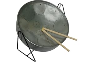 PANLAND Miniature Steelpan (Steel Drum) 12 Inch Diameter 11 Notes with Instructional Book with Music from Trinidad & Tobago - Silver
