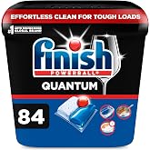 Finish Quantum Dishwasher Pods, No Pre-Rinse Dishwasher Detergent Soap Removes 24HR Dried-On Stain and Grease, Leaving a Virtually Spotless Shine, 84 Count
