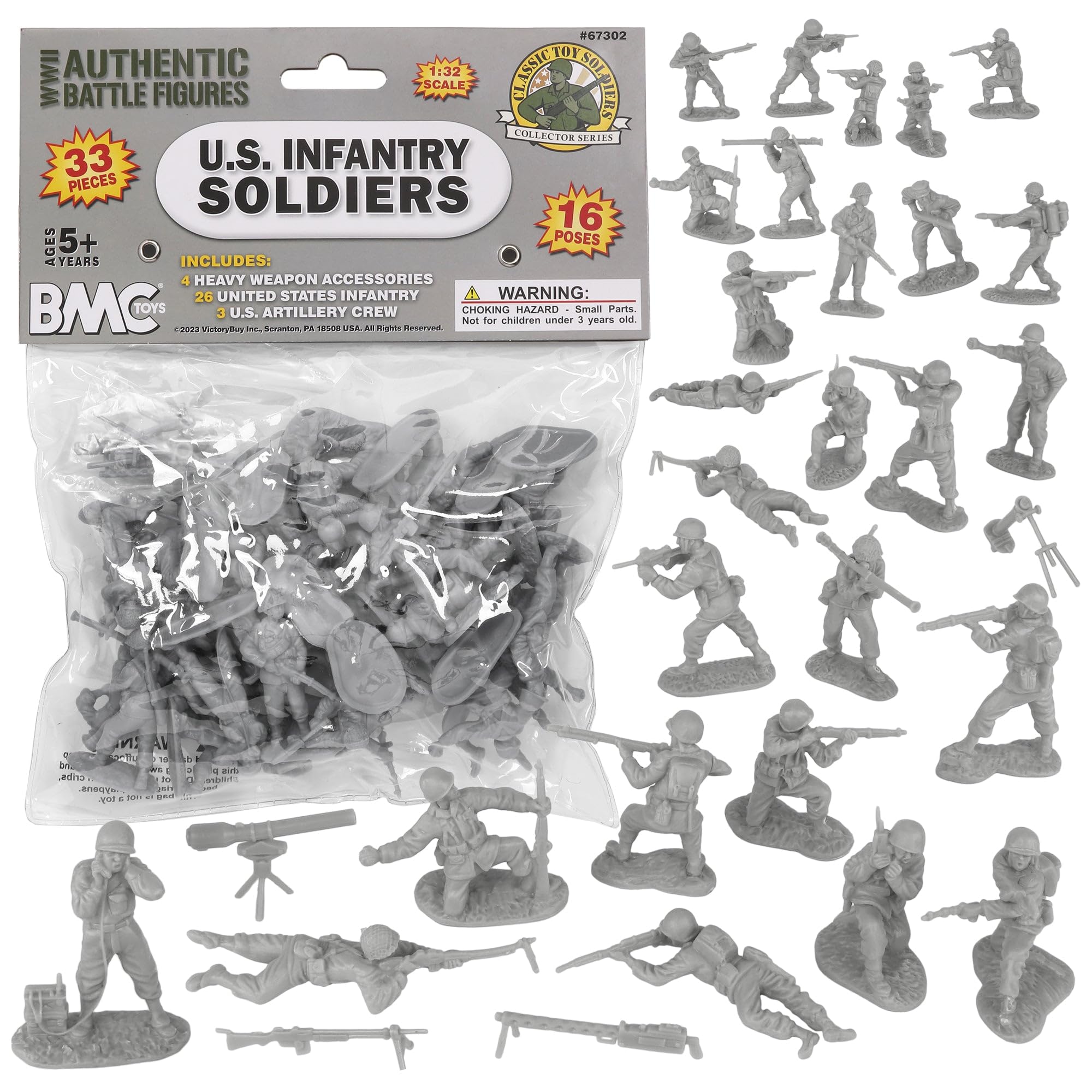 BMC CTS WW2 US Infantry Plastic Army Men - 33pc