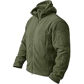 CRYSULLY Men's Tactical Hooded Full Zip Warm Winter Outdoor Fleece Jacket | Warm Soft Fleece, Hooded, Dual‑Pull Full‑Zip, Multiple Zippered Pockets, for Hunting, Tactical Use, Outdoor &amp; Daily Wear