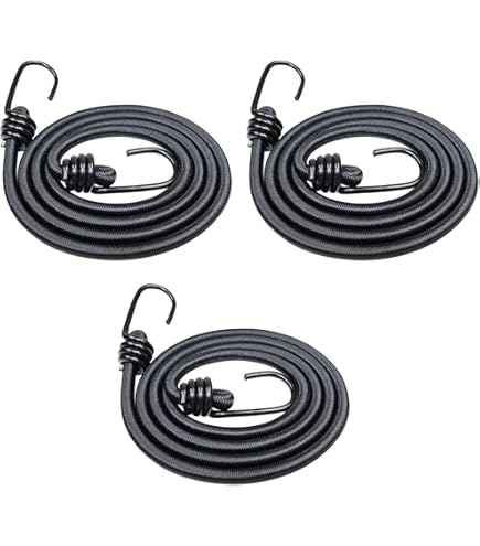 HELIDA Lot De 2 Tendeurs élastiques Ronds Avec Crochets, 1,9 Cm D'épaisseur, Crochets Robustes Pour Porte-vélos, Chariot, Coffre, Camping (182,9 Cm, Rouge