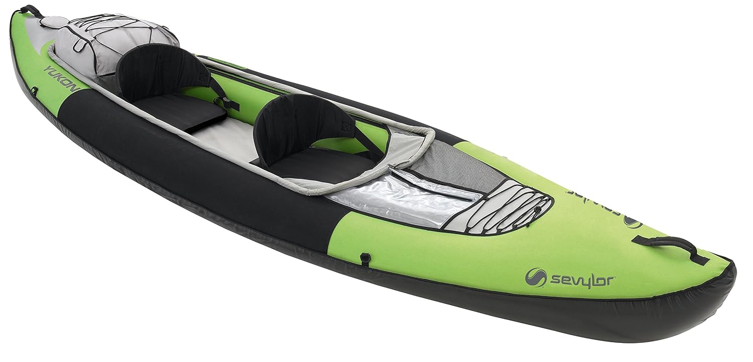 Sevylor Inflatable Kayak Yukon, 2 man Canadian Canoe, Sea Kayak with Bag, Manometer and Fin, 382
