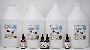 4 Gallons Organic TNL 12% Certified Food Grade Hydrogen Peroxide + 4 Pre-filled Dropper Bottles. Recommended by One Minute Cure & True Power of Hydrogen Peroxide. Shipped Fast. MADE IS USA