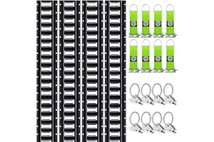 STARLEAPARTS 8' E Track Rail Tie-Down Kit - Heavy Duty 4 Pack Etrack Rail System with 16PCS E Track Accessories Including 8 O Ring & 8 Rope Tie Offs - 6,000lbs Break Strength Power Coated Steel E Track Bar Rails