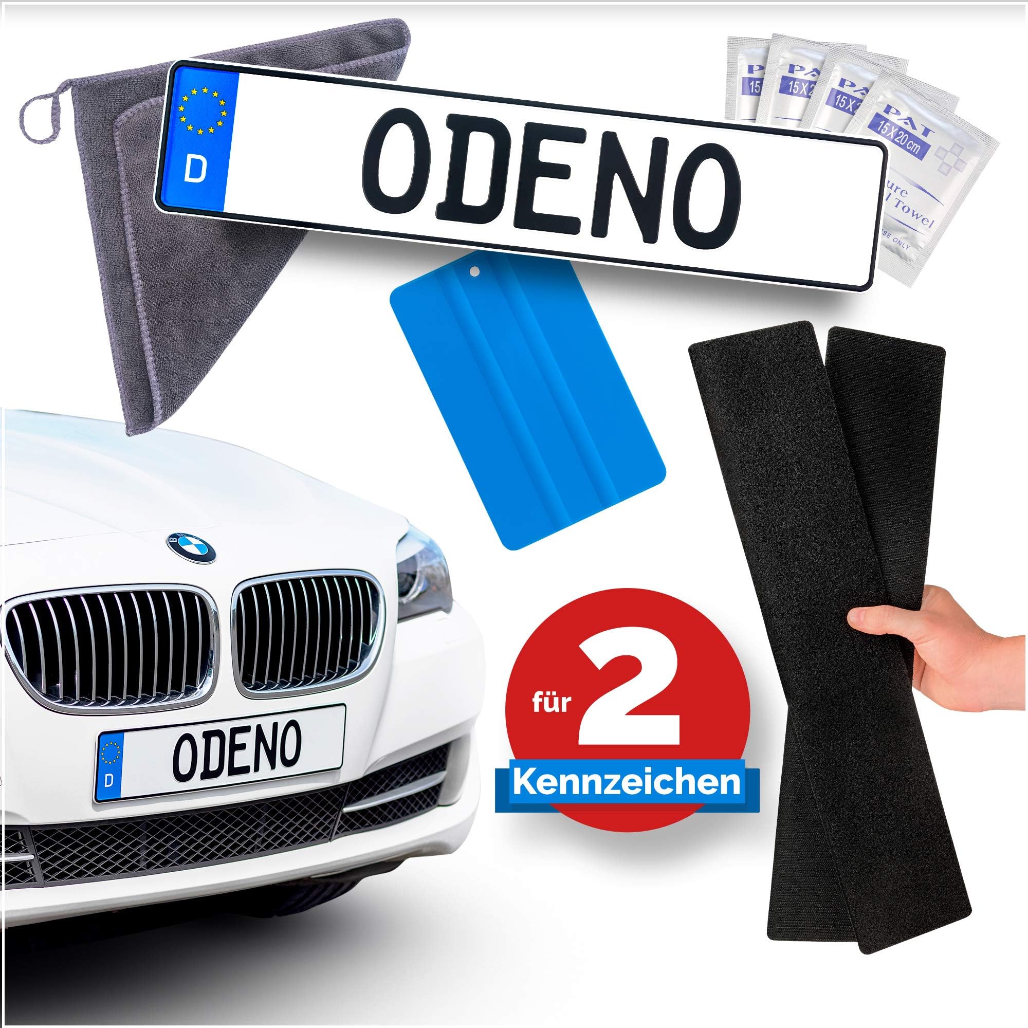 2x plate holder set Frameless Velcro Strip Self-Adhesive 10 x 50 cm | Extremely Strong and Weatherproof Adhesive and Magnetic Clasp