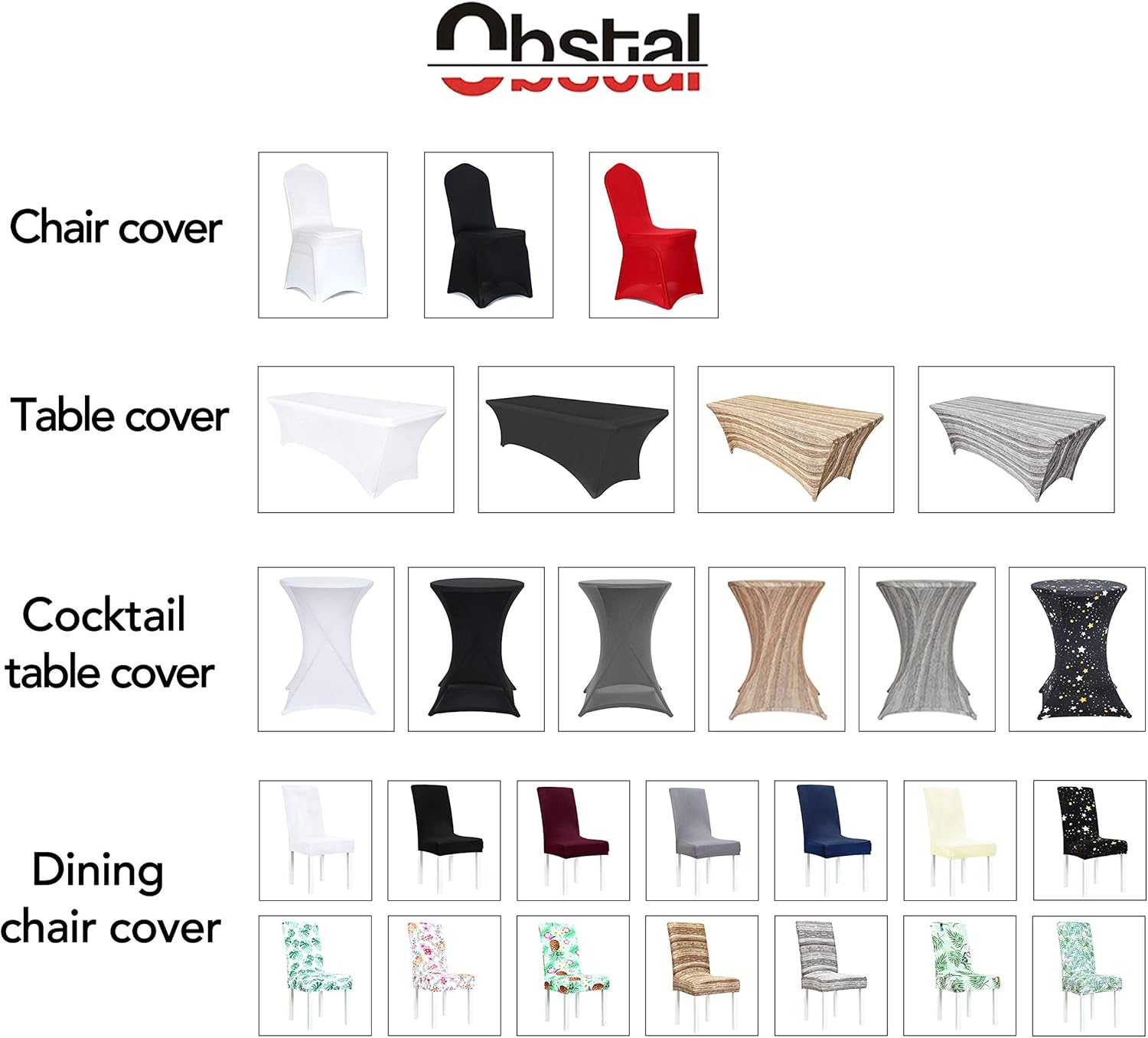 Obstal 10 PCS White Spandex Dining Room Chair Covers for Living Room - Universal Stretch Chair Slipcovers Protector for Wedding, Banquet, and Party: Kitchen & Dining