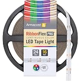 Armacost Lighting RibbonFlex Pro 24V COB LED Strip Light Tape RGB+W, 300 Lumens/Ft, 5M 177720