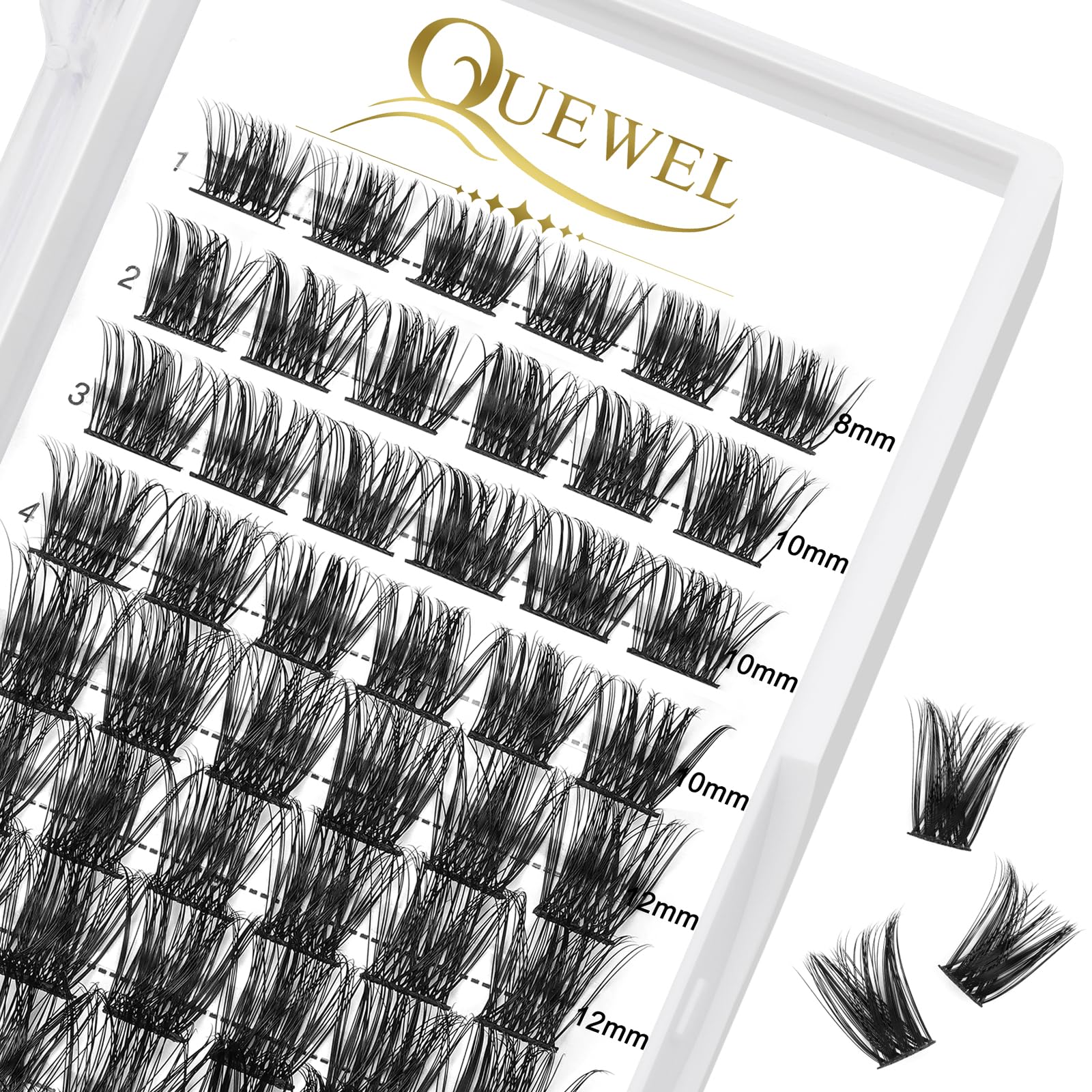 Individual Lashes QUEWEL DIY Cluster Lashes Individual Eyelashes C Curl Eyelashes Cluster Volume False Eyelashes Soft & Light Weight For Makeup Home Use (Honey01-C-MIX8-16mm)