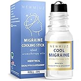 Cool Menthol Migraine Roll on Stick - Natural Fast Cooling Peppermint Eucalyptus Aromatherapy Essential Oils For Headache - P