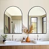 FICTOR Bathroom Mirror for Wall,2 Pack 24”x36” Arched Vanity Bathroom Mirror for Over Sink, Metal Framed with HD Shatter-Proof Glass for Entryway, Living Room,Bedroom(Black)
