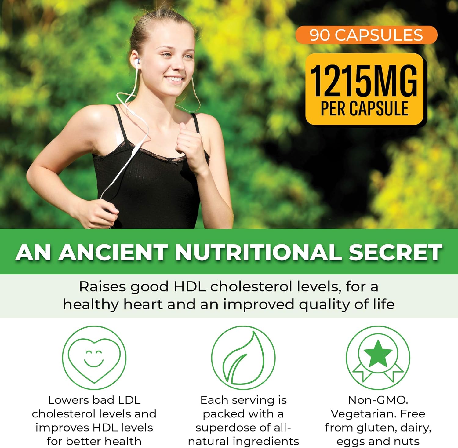 Red Yeast Rice Care with COQ-10 and Organic Flaxseed - Supports Cardiovascular Health - 1215mg - 90 Vegetable Capsules - Daily Dietary Supplements: Health & Personal Care