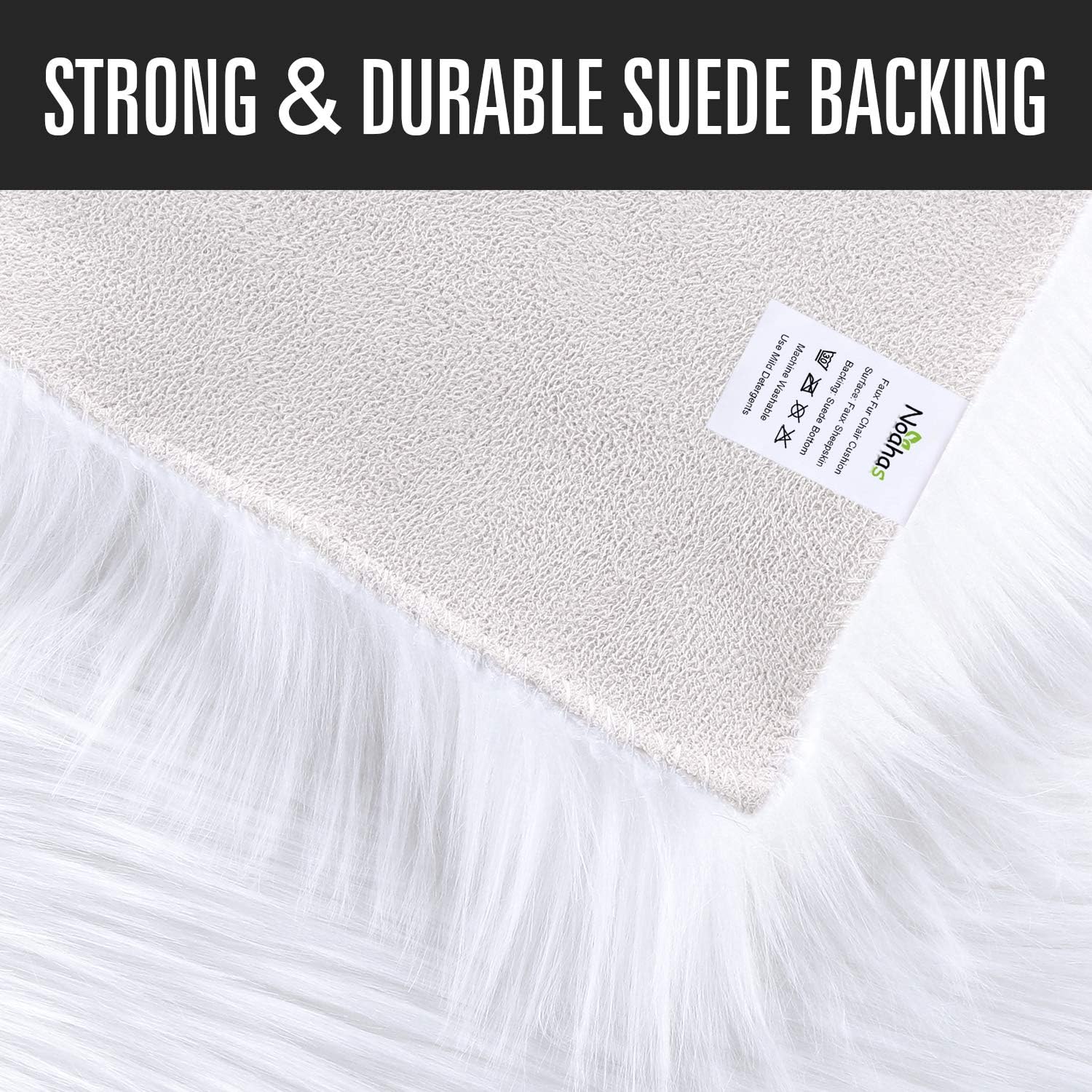 Noahas Faux Fur Sheepskin Silky Seat Cushion Home Decor Long Wool Area Rugs Carpet Soft Fluffy Plush Chair Seat Pads Universal Fit for Home Office Restaurant Chair, 1.6ft x 1.6ft, White: Home & Kitchen