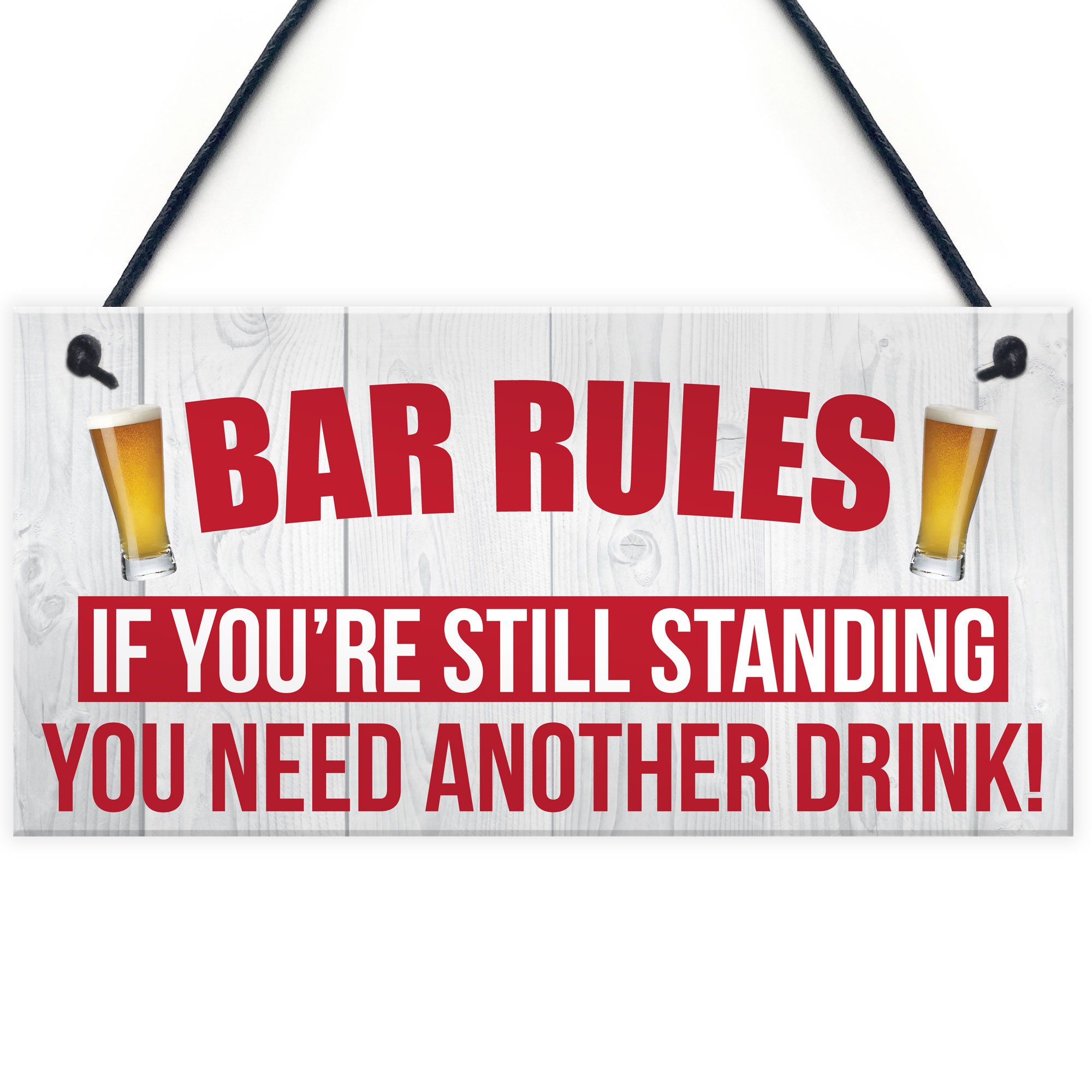 Red Ocean Bar Rules If You're Still Standing You Need Another Drink Alcohol Beer Pub Plaque Funny Man Cave Sign Wall Art Gift