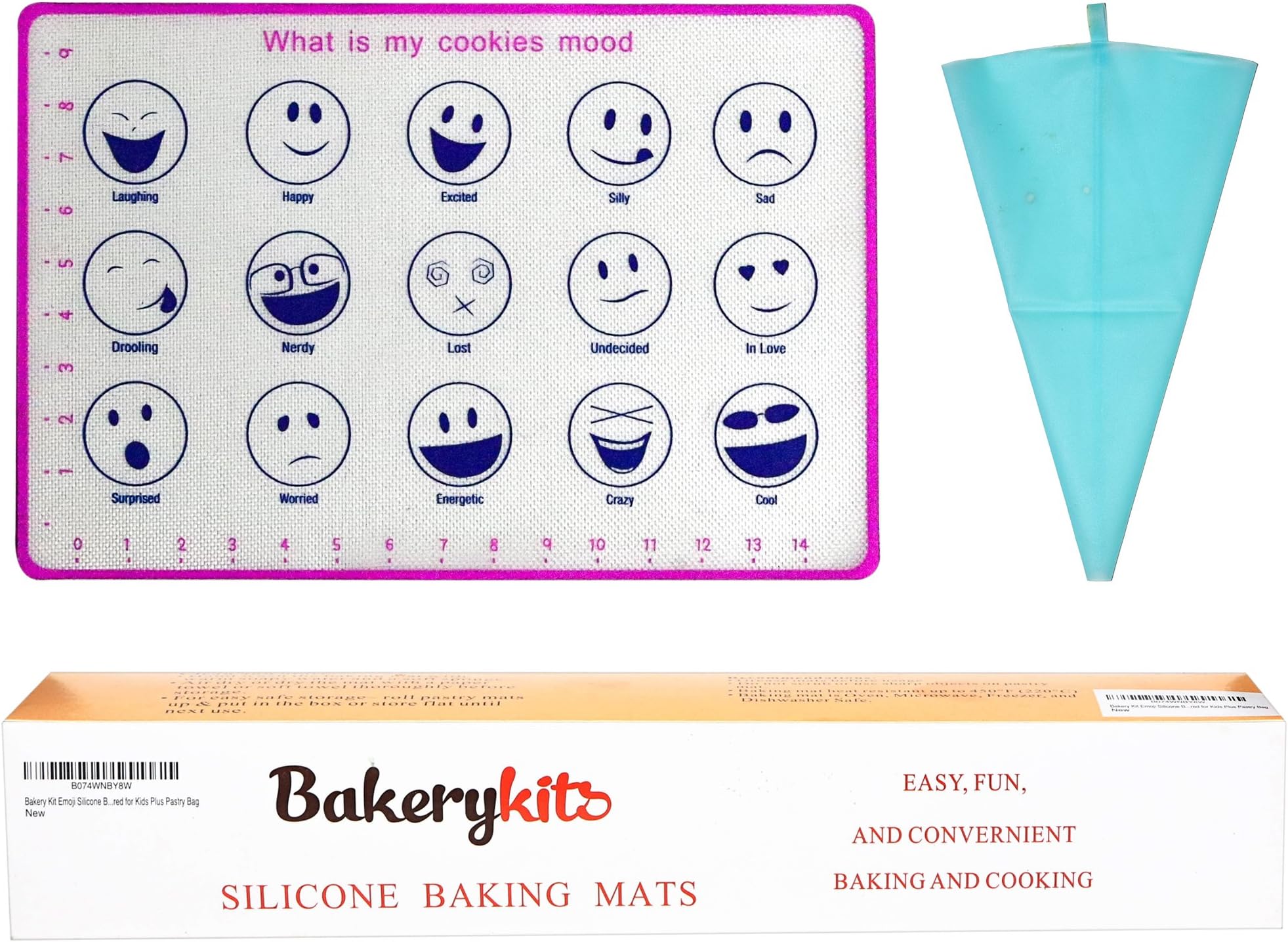 Non-Stick Liner Silicone Baking mat emojis plus silicone pastry bag, baking mats non stick bpa free