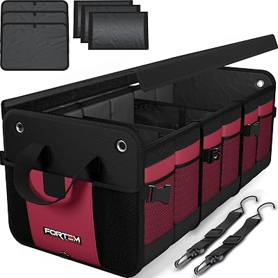 FORTEM Car Boot Organiser SUV Trunk Storage 90L Collapsible 6 Compartments