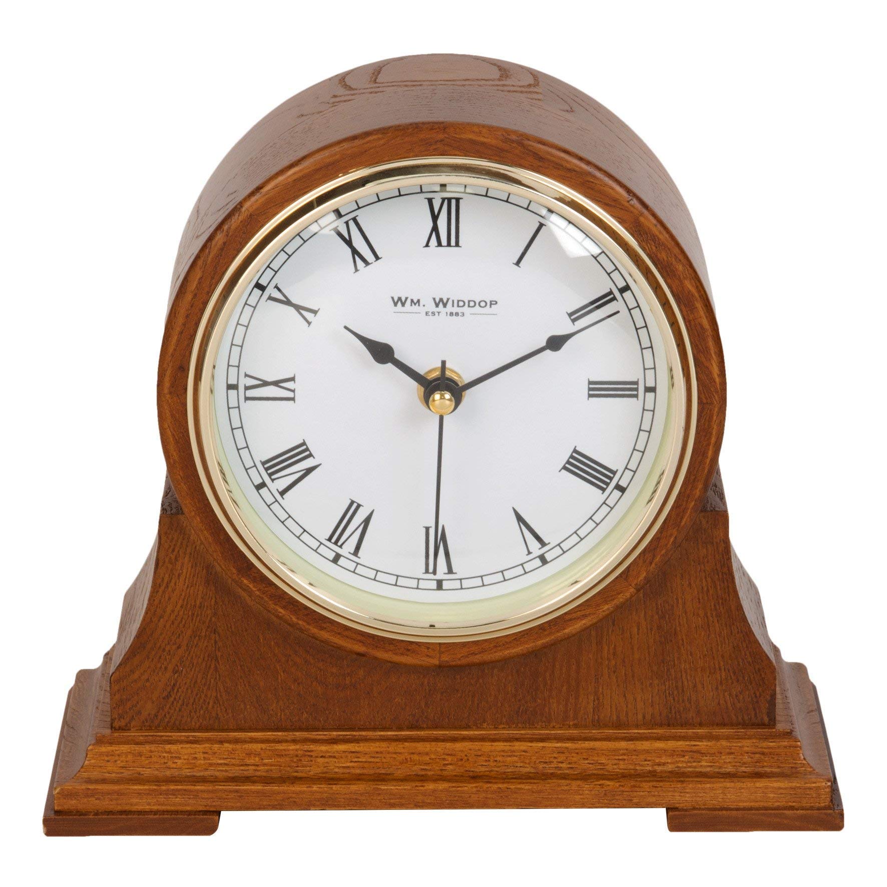 Wm. Widdop Traditional Light Wooden Barrel Case Mantel Quartz Clock