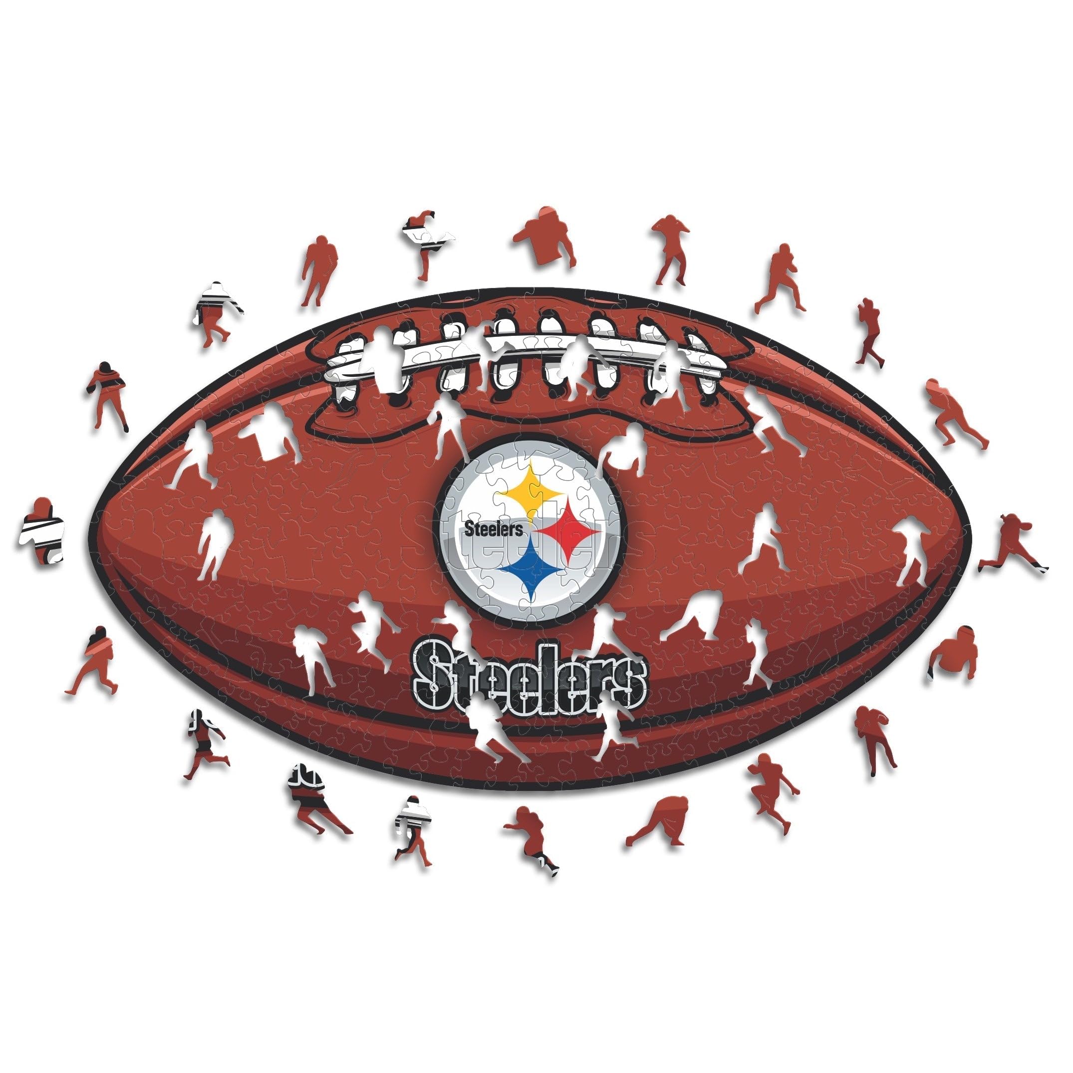 Iconic Puzzles, Pittsburgh Steelers crest, 100% eco-sustainable wooden puzzle with official license NFL, size S, 150 pieces