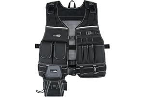 MELOTOUGH Tool Vest for Men with Pouches and Belt, Adjustable Multi-Pocket Safety Tool Vest for Electrician, Carpenter(Black)