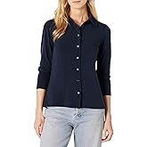 Amazon Essentials Women's Regular-Fit Matte Jersey Button-Down Shirt