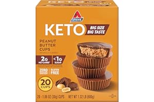 Atkins Keto Peanut Butter Cups, Naturally Flavored, Zero Grams Added Sugar, Gluten Free, 20 Count