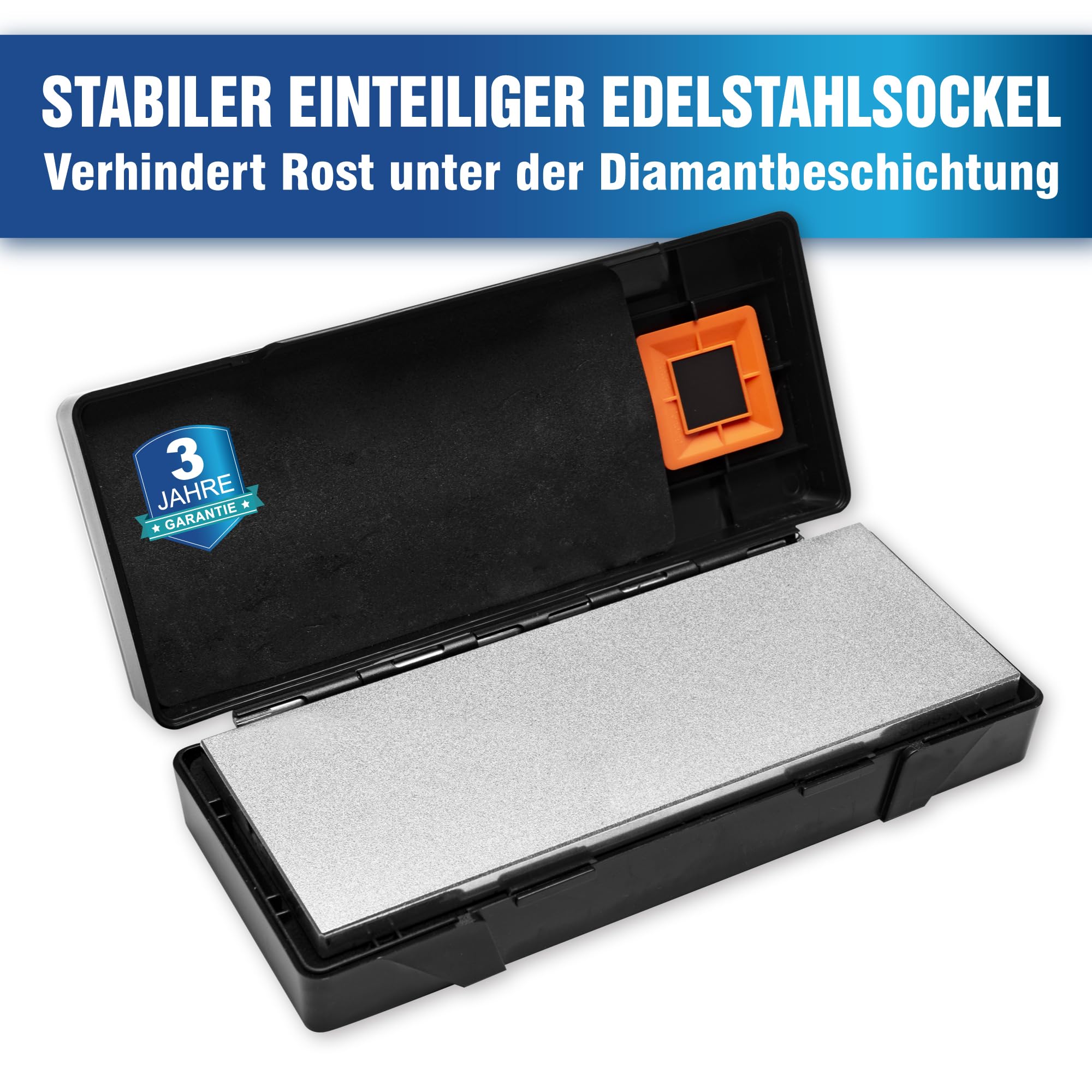 SHARPAL 162N Diamant-Schleifstein Abziehstein mit Aufbewahrungsbox, Dual Körnung, grob/extrafein, 325/1200 Wetzstein Diamant-Messerschärfer mit rutschfester Basis und Winkelführung (20,3 cm x 7,6 cm) 5
