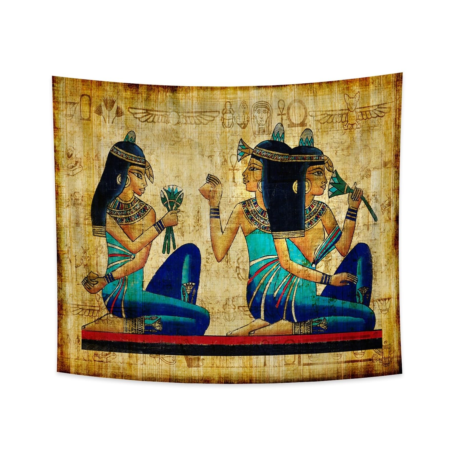YONGFOTO 180x160cm Ancient Egypt Tapestry, Colored Painted Priestess Traditional Clothing Symbol Ancient Civilization Wall Hanging Tapestries for Home Wall Decor Table Cloth Blanket