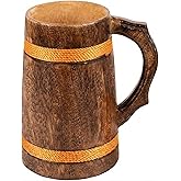 GoCraft Handmade Wooden Beer Mug | Camping Travel Outdoor Mugs for Men | Tea Coffee Cup with Handle | Craft Tankard Drinking Stein