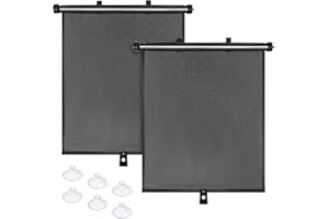 BOGI Car Window Shade (2 Pack) Car Roller Sunshade for Side Window,Car Sun Window Shade,Protect Baby Kids and Pets from UV Ra
