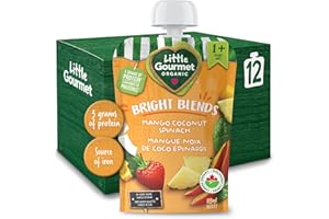 Little Gourmet Organic Toddler Snack Bright Blends Mango Coconut Spinach, 113ml (12 Pack)