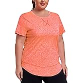 ForHailey Women's Plus Size Workout Tops Short Sleeve Loose fit Shirts Athletic Gym Yoga Clothing
