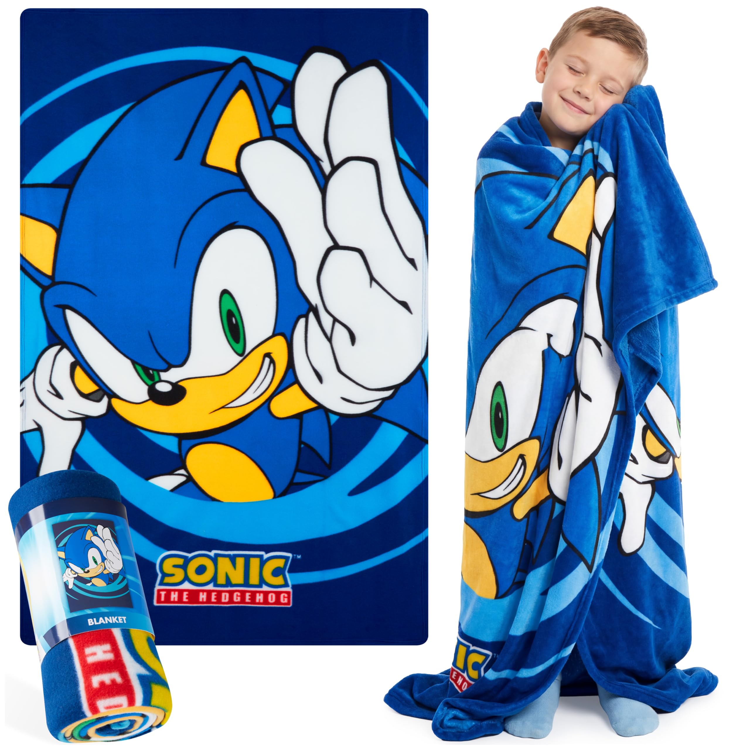 Sonic The Hedgehog Fleece Blanket for Kids Super Soft Blanket Fleece Throws 100 x 150cm Warm Bed Blankets Gifts for Boys