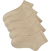 SERISIMPLE Kids Crew Viscose Bamboo Thin Socks School Uniform Basic Soft Anti Odor Boys Girls Breathable Stretch 5 Pairs
