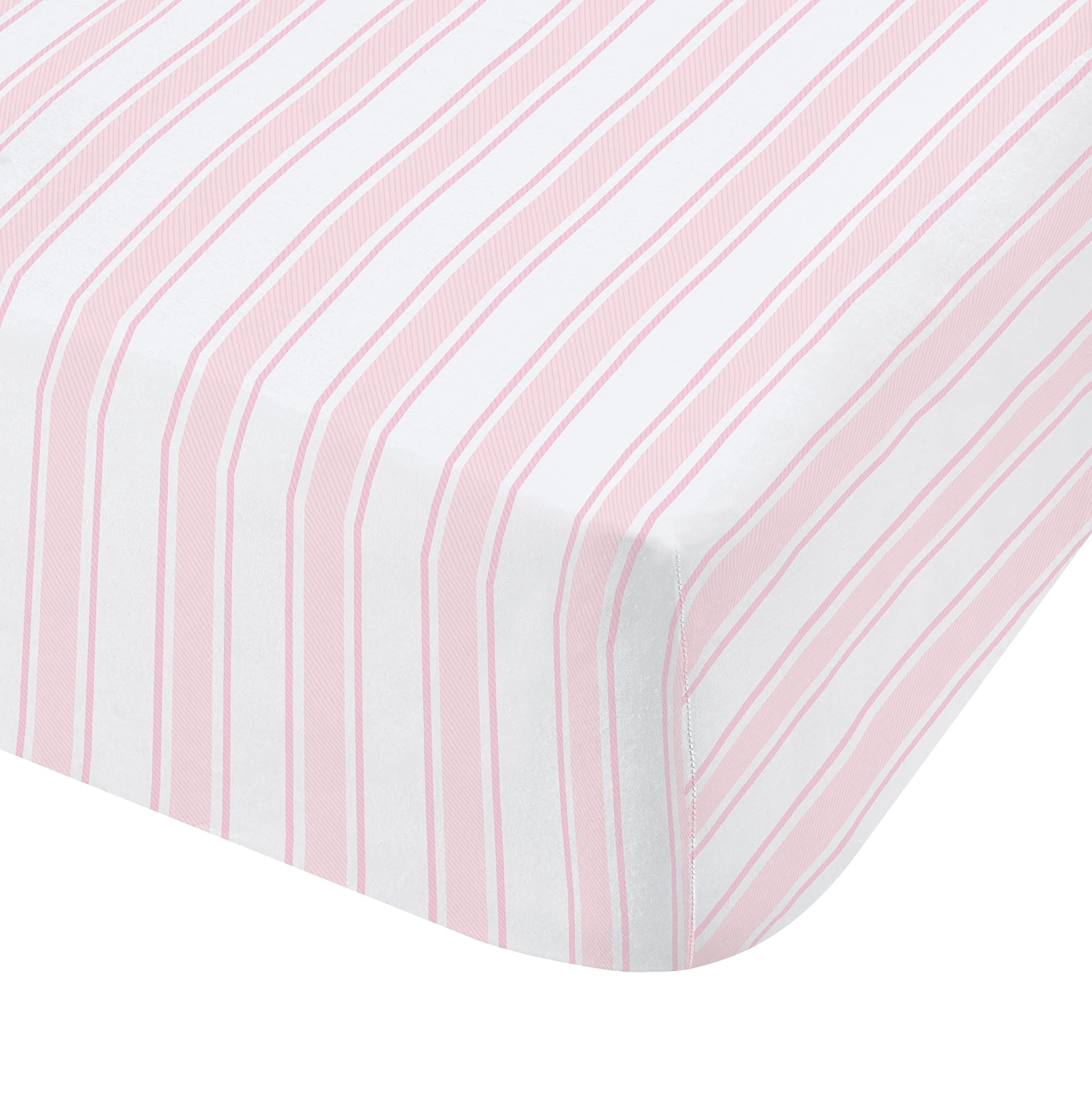 Bianca Check and Stripe Cotton Double Fitted Sheet Pink