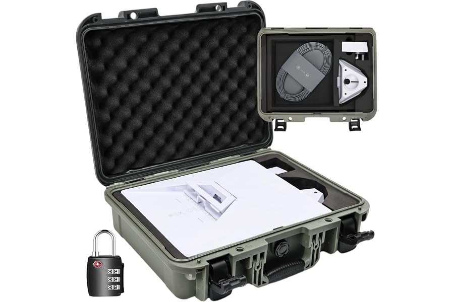 Starlink Mini Case, IP67 Waterproof Hard Carrying Case with Custom Foam | Custom-Fit Storage for Starlink Mini Accessories, Pipe Adapter, Power Supply and DC Power Cable for RV, Camping and Travel