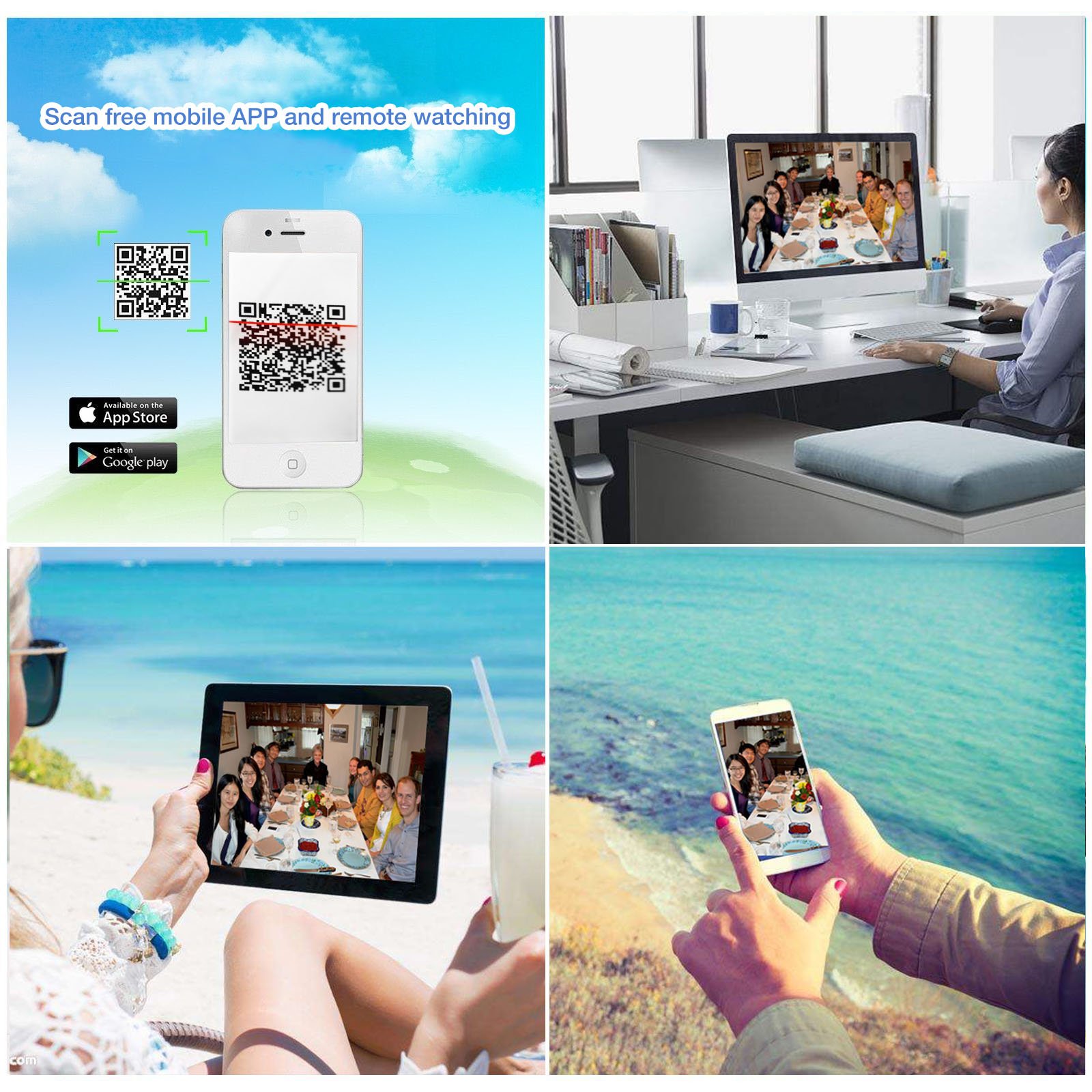 Wireless Outdoor Security Cameras System, 4 x 1080P CCTV Cameras NVR Kit for Home Garden, Wifi Surveillance Camera Set for Indoor / Outdoor, IP Camera with 1TB HBB Pre-installed, Night Vision, Motion Sensor, IP66 Waterproof, Motion Sensor -