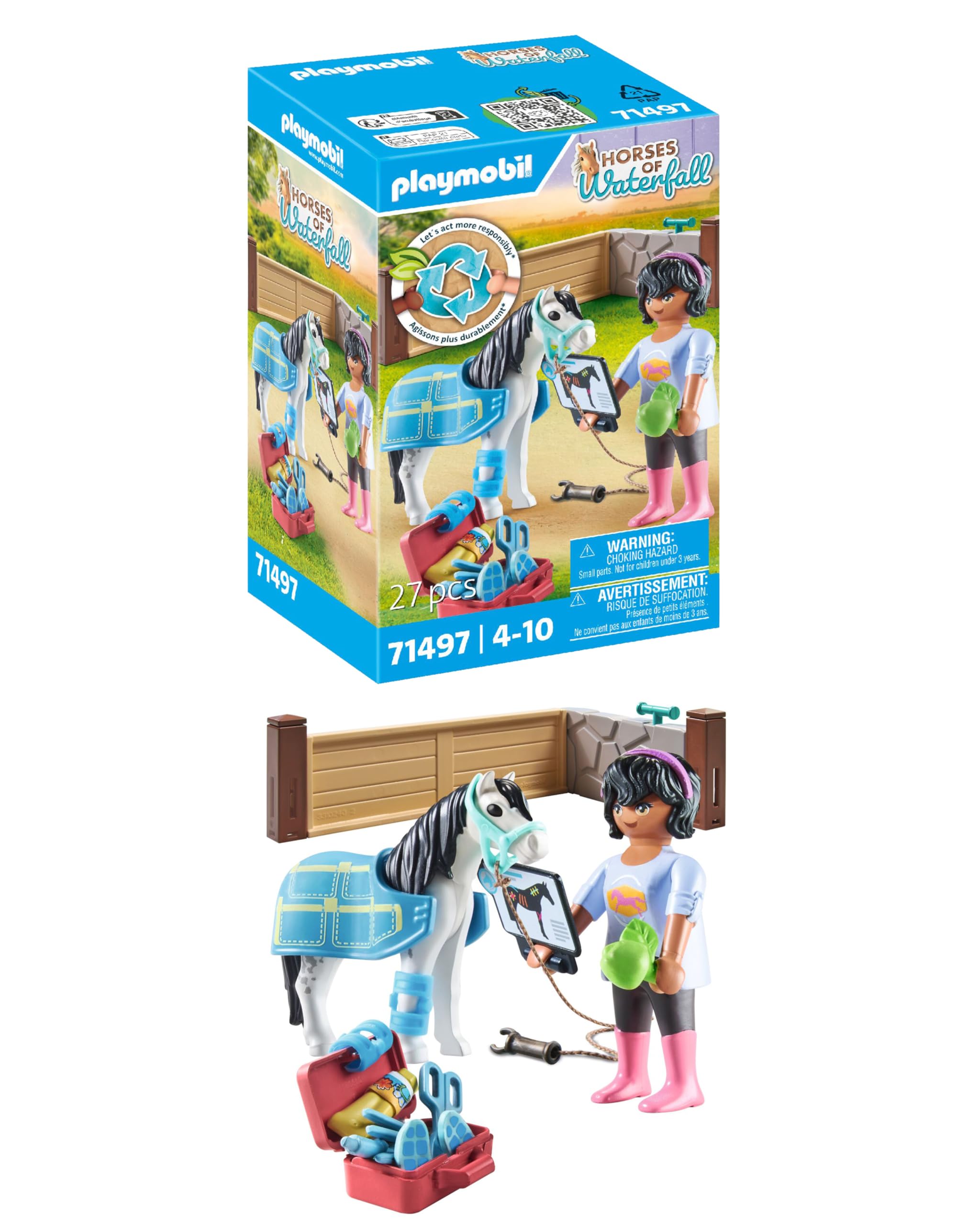 PLAYMOBIL 71497 Horses of Waterfall: Horse Therapist, loving care and nourishment for the horses, with bandages and tasty treats, detailed play sets suitable for children ages 4+ — image 1