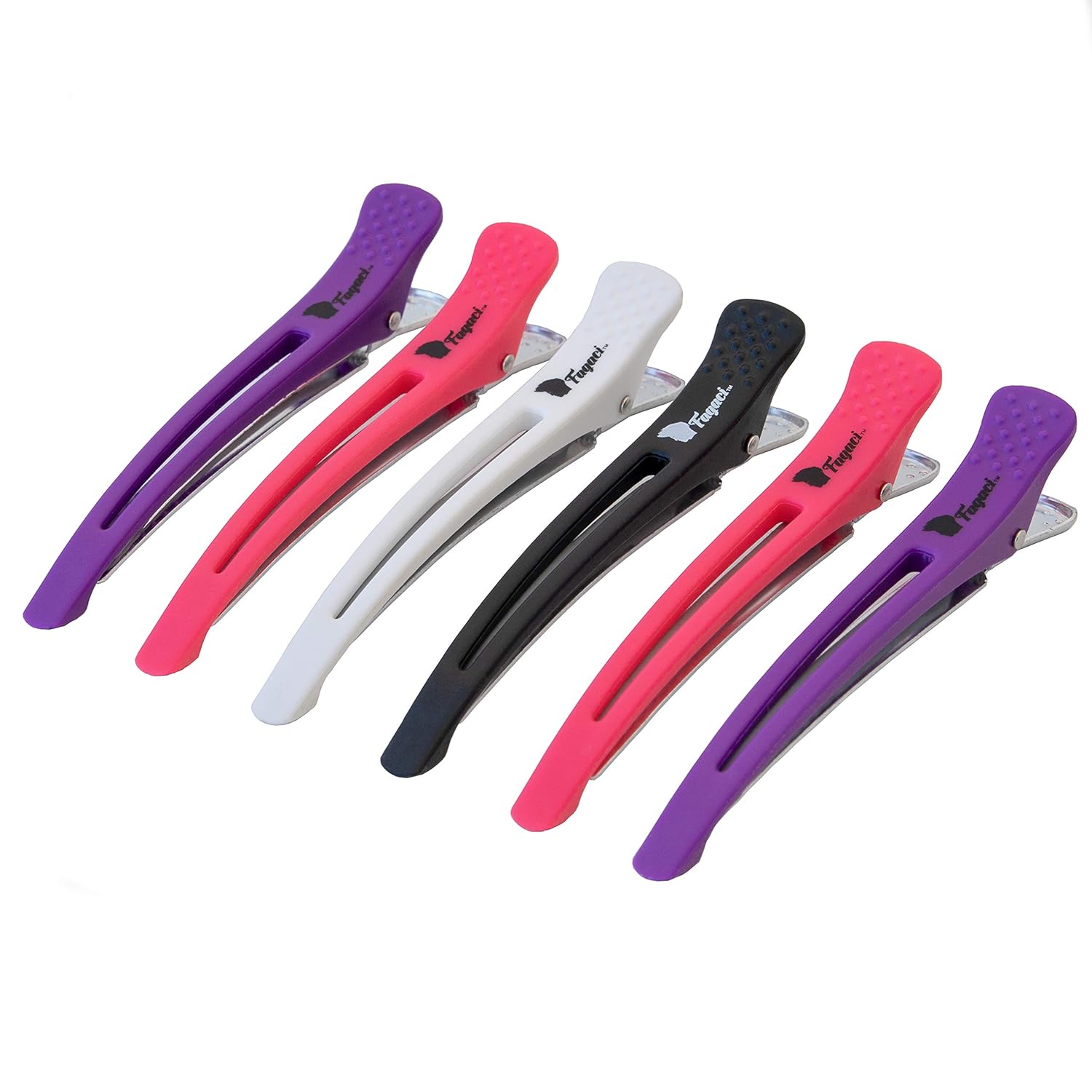 Fagaci Hair Clips | 6 Hair Clips for Styling and Sectioning with Silicone Band | Professional Hair Clips for Women - Salon Hair Clips and DIY Accessories - Durable, Anti-Slip : Beauty