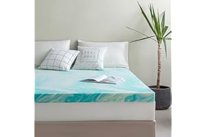 CH CHARME HOUSE 3 Inch Queen Memory Foam, Gel Infusion, CertiPUR-US Certified, Bedroom Essentials, Blue Mattress Topper